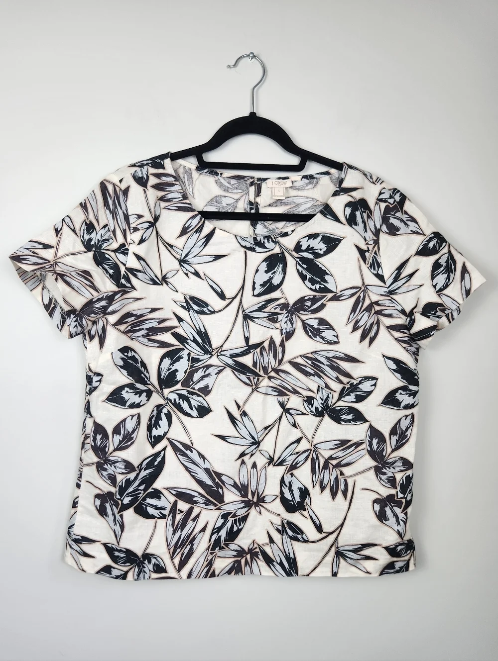 J Crew Linen Cotton Blend Short Sleeve Shirt Lightweight Tropical Top Size Large - Picture 2 of 10